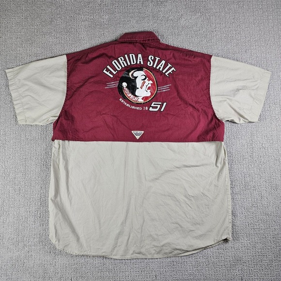 Columbia Other - Columbia PFG Shirt Mens Large Beige Red FSU Florida State Seminoles Fishing NCAA